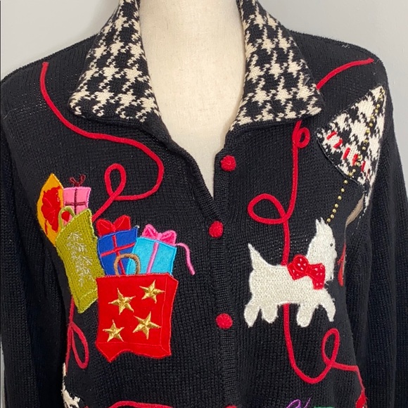 Holiday Wheaten Dog presents cardigan - medium - Picture 2 of 7